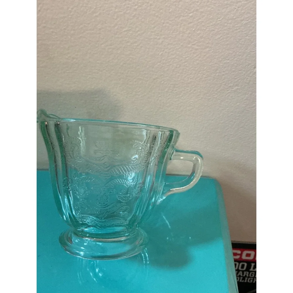 Indiana Glass Recollection Teal Madrid Cream and Sugar Set Vintage‎ Style USA